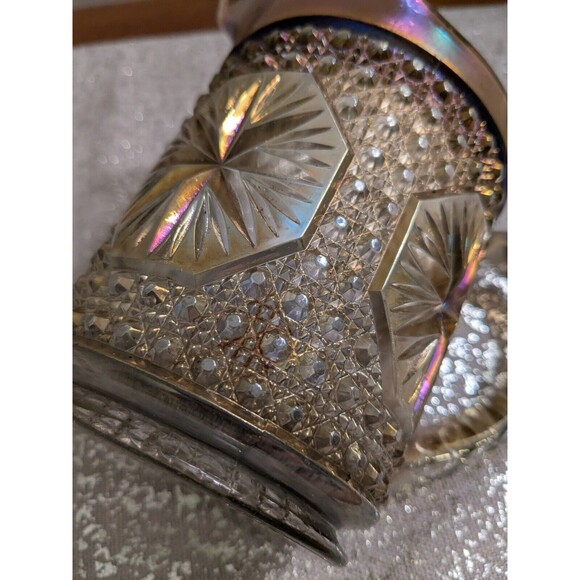 Imperial Glass Ohio Vtg Pitcher Amelia Smoke Carnival Glass 5.5" MCM Iridescent - Picture 11 of 16